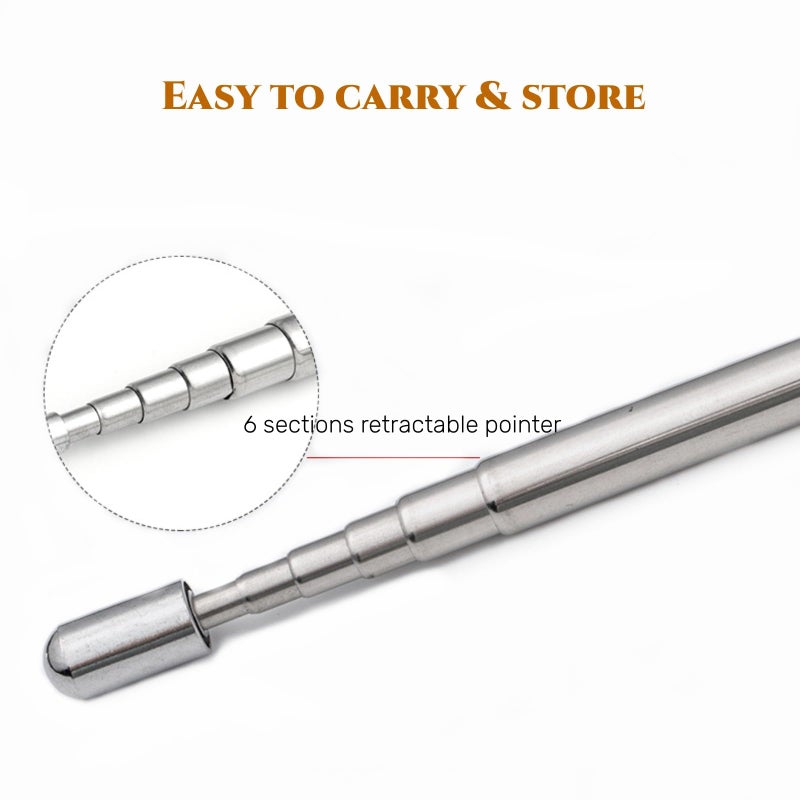 SWTOOL 10 قطع قلم من الفولاذ المقاوم للصدأ بحجم القلم مع مشبك - مؤشر يدوي قابل للتمديد وقابل للسحب قلم جاف مؤشر محمول مقدم في الفصل الدراسي لمؤشر السبورة البيضاء - Image 3